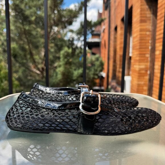 New Jeffrey Campbell Netted mesh Ballet Flats Black 7 - Picture 8 of 12